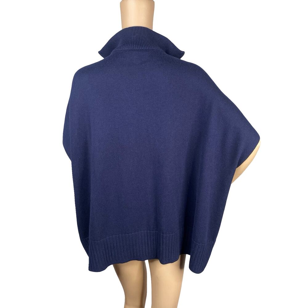 Lilla P Navy Blue 1/2 Zip Poncho Sweater Oversized Modal Knit One Size OSFM - Picture 10 of 12